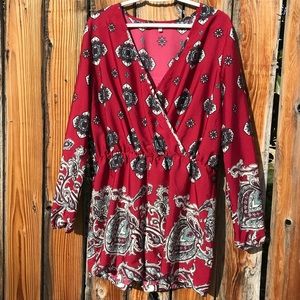 Maroon V-neck romper